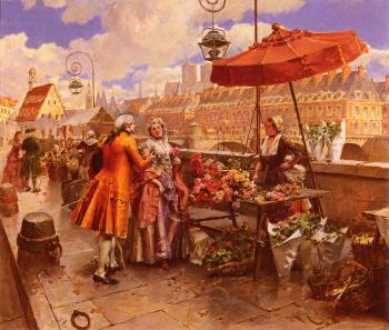 亨利 維尅托 勒敘爾 The Flowers-Seller Along The Seine 亨利 維尅托 勒敘爾 The Flowers-Seller Along The Seine